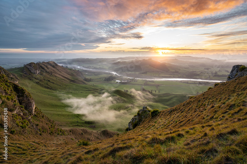 Epic cloudy sunrise at Te Mata Peak. Hawke's Bay, New Zealand photo