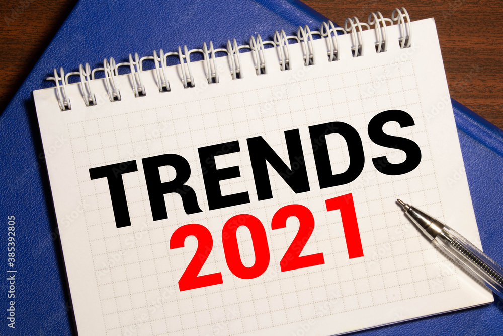 Trends 2021 concept. Top view. copy space, flat lay. Banner image for website