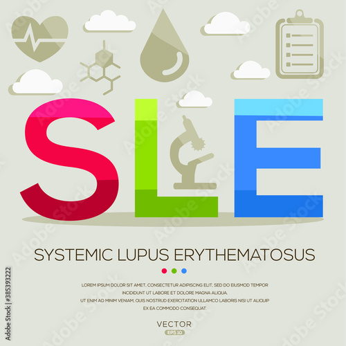 SLE mean (systemic lupus erythematosus) medical acronyms ,letters and icons ,Vector illustration.
