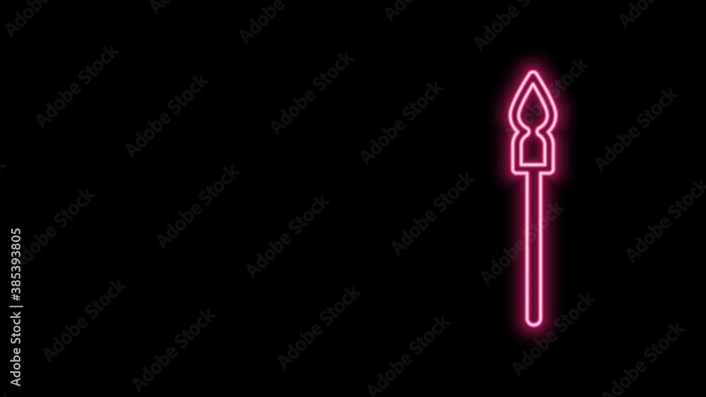 Glowing neon line Medieval spear icon isolated on black background. Medieval weapon. 4K Video motion graphic animation Glowing neon line Medieval spear icon isolated on black background. Medieval weapon. 4K Video motion graphic animation
