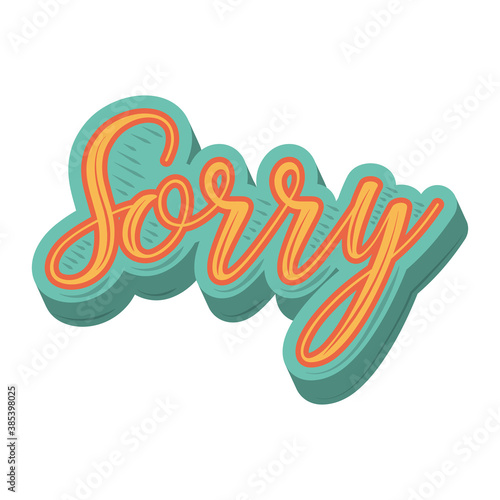 sorry letters sticker funny cartoon design