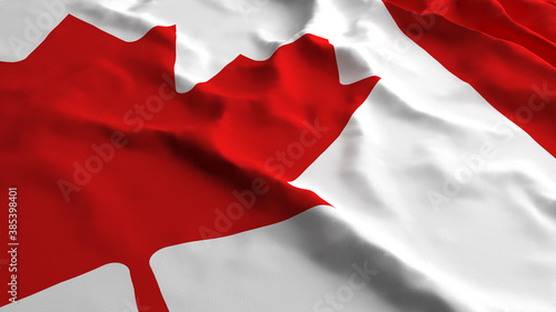 Canada Flag Country Closeup 3D Rendering with fabric silk cotton polyester texture for background banner