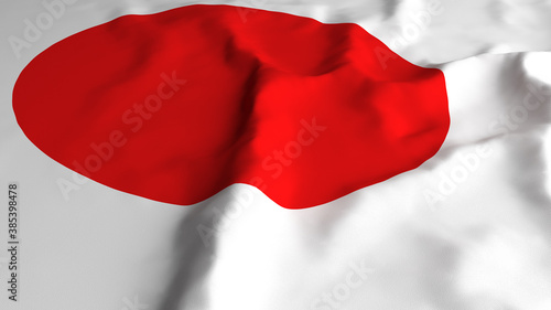 Japan Flag Country Closeup 3D Rendering with fabric silk cotton polyester texture for background banner