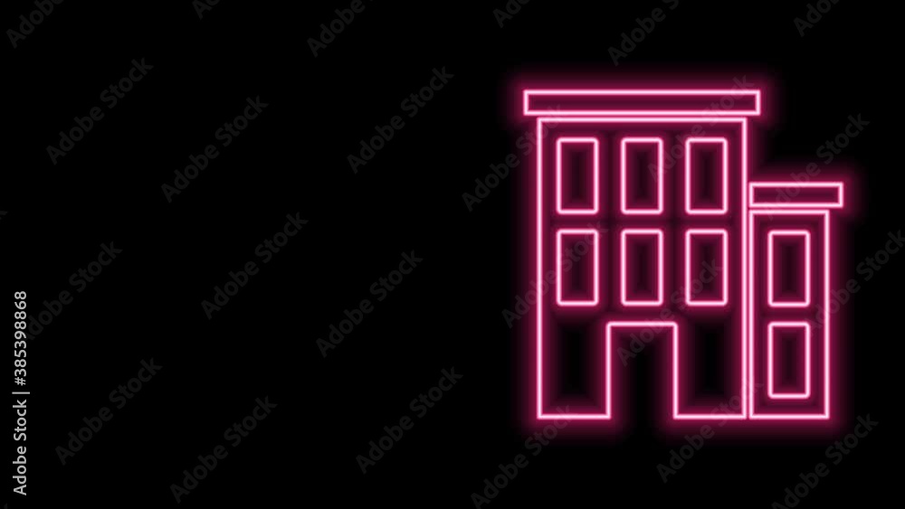 Glowing neon line House icon isolated on black background. Home symbol. 4K Video motion graphic animation Glowing neon line House icon isolated on black background. Home symbol. 4K Video motion graphic animation