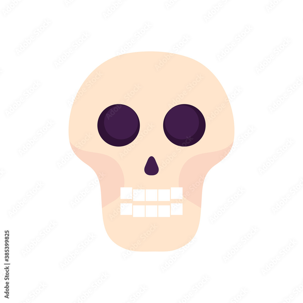 cartoon skull icon, flat style