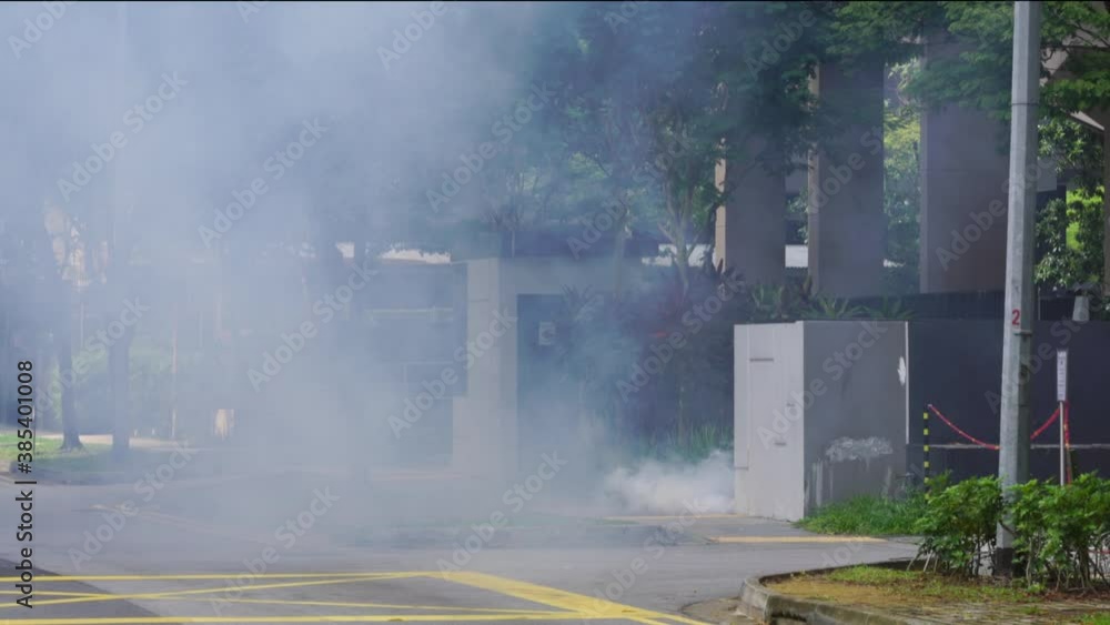 Mosquito fogging being conducted in Singapore . 2020 record year of