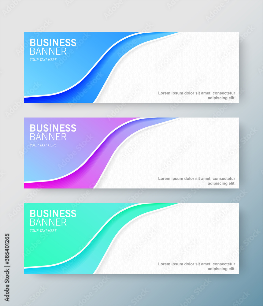 Set of modern business banners with wave background Set of modern business banners with wave background