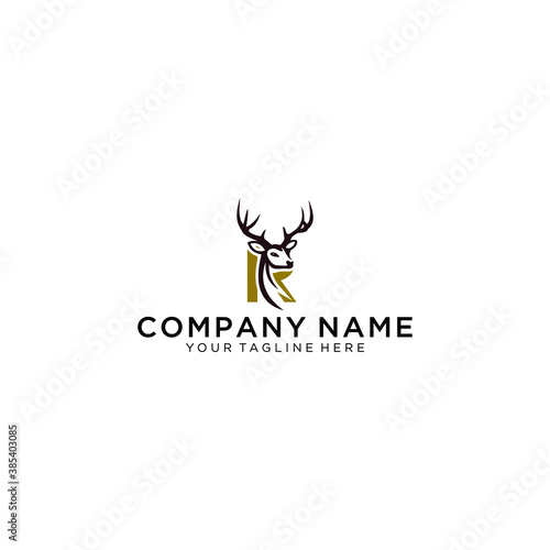 Vector Golden Jumping Deer Letter R Logo