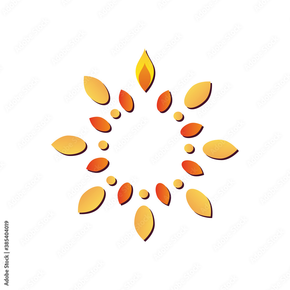 yellow rangoli icon, flat style yellow rangoli icon, flat style