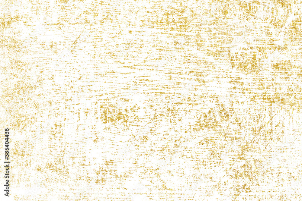 Grunge golden texture on white background. Sketch surface to create distressed effect. Overlay grain graphic design.
