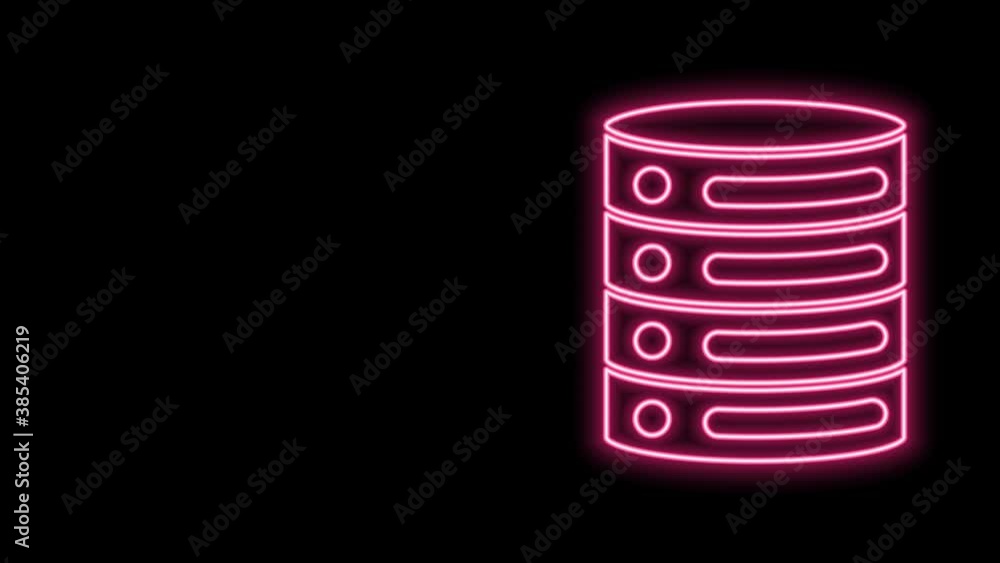 Glowing neon line Server, Data, Web Hosting icon isolated on black background. 4K Video motion graphic animation Glowing neon line Server, Data, Web Hosting icon isolated on black background. 4K Video motion graphic animation