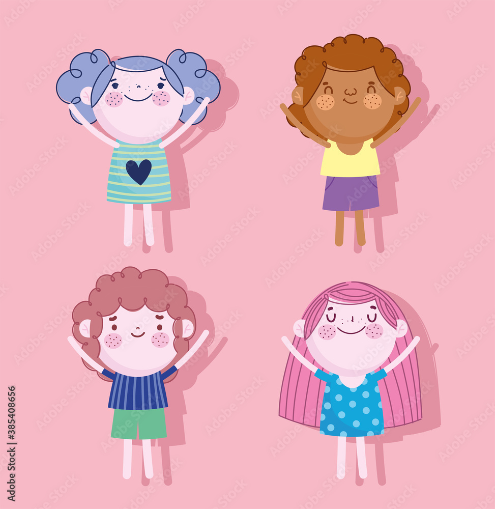 happy girls and boys characters cartoon happy girls and boys characters cartoon