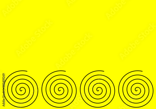 vector many black spiral line on yellow background empty copy space