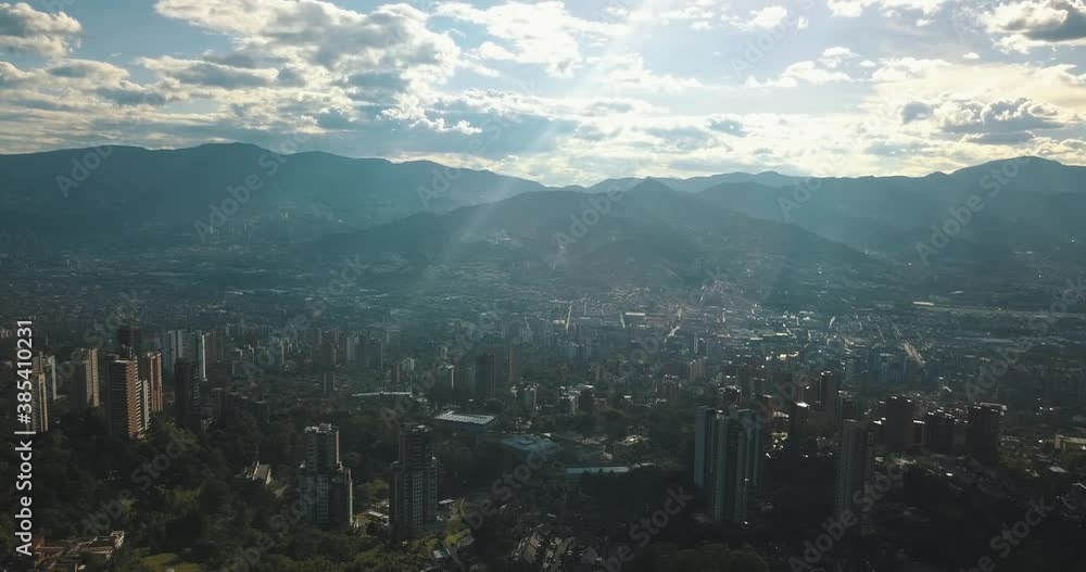 Drone aerial view of medellin city, taken from El mirador, Colombia, South america Drone aerial view of medellin city, taken from El mirador, Colombia, South america