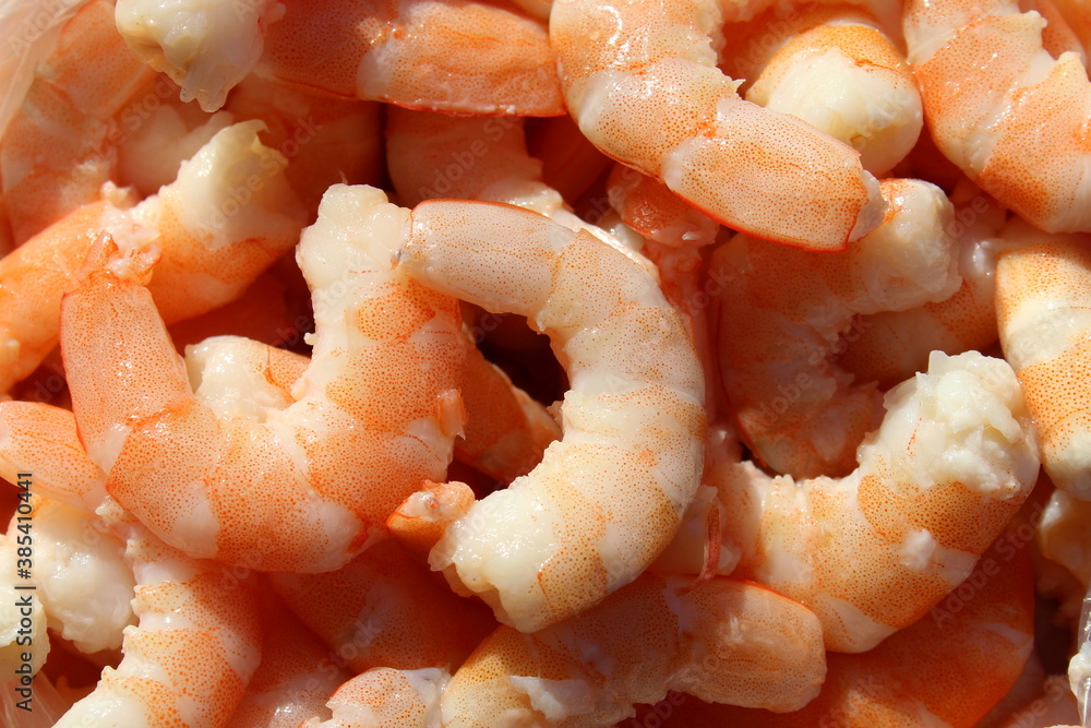 Texture of peeled raw shrimp for cooking Texture of peeled raw shrimp for cooking