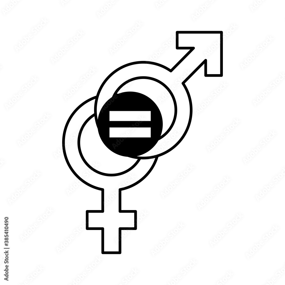 male and female genders symbols with equal line style icon male and female genders symbols with equal line style icon