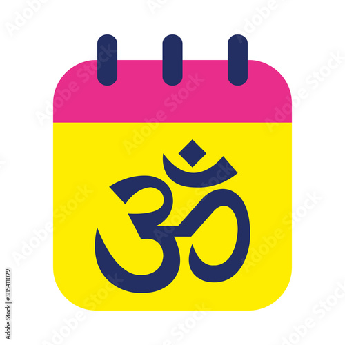 calendar with ohm symbol icon, flat style