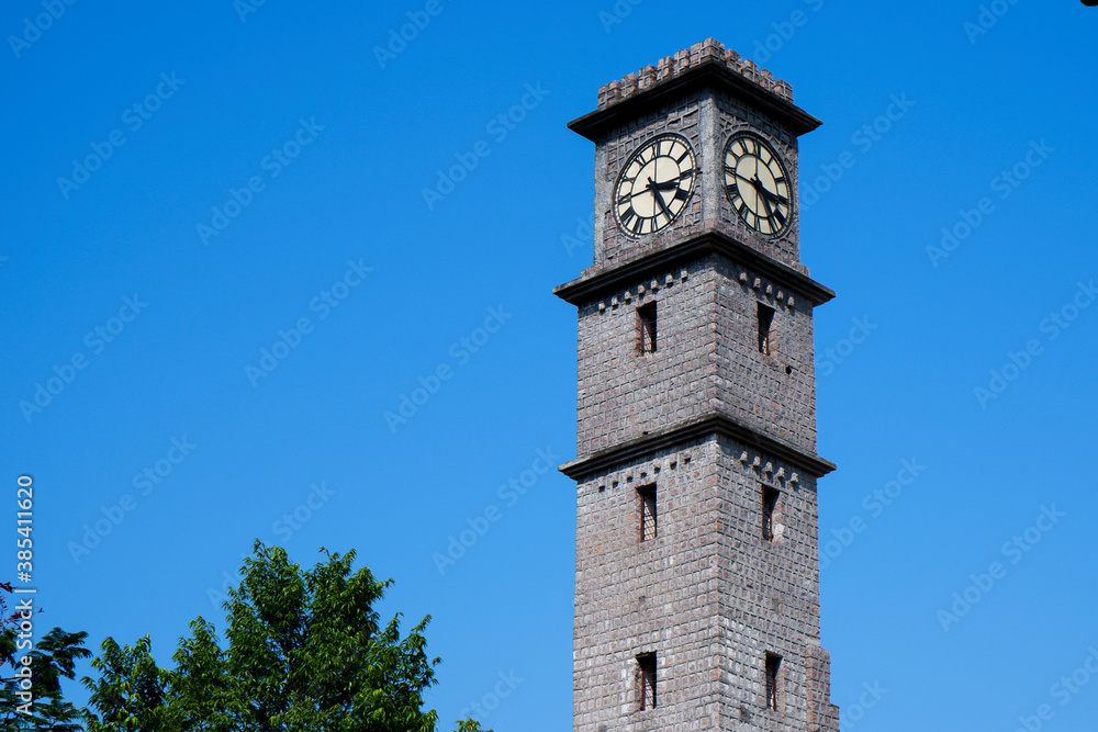 Close view of gulbarga university library clock tower isolated in nature