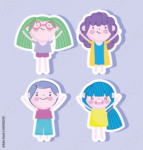 little boys and girls stickers icons