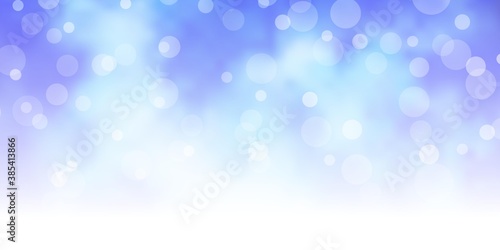 Light BLUE vector pattern with circles. Glitter abstract illustration with colorful drops. Pattern for business ads.