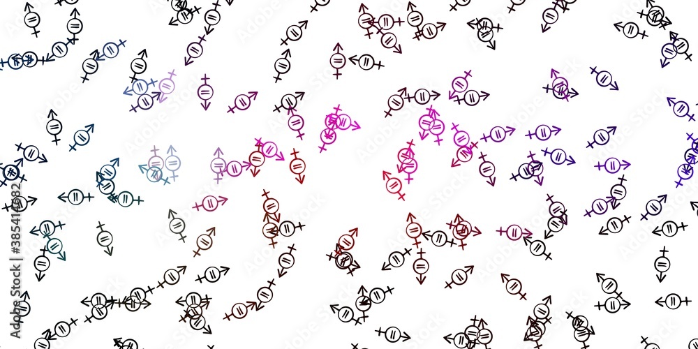 Light Multicolor vector texture with women's rights symbols.