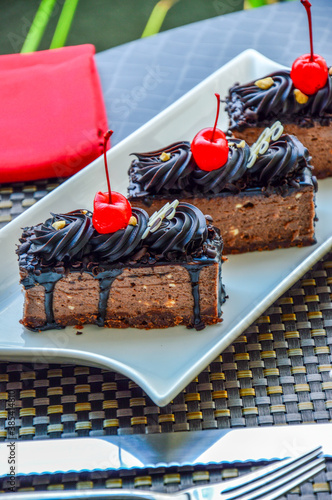 Black forest chocolate cake with cherry