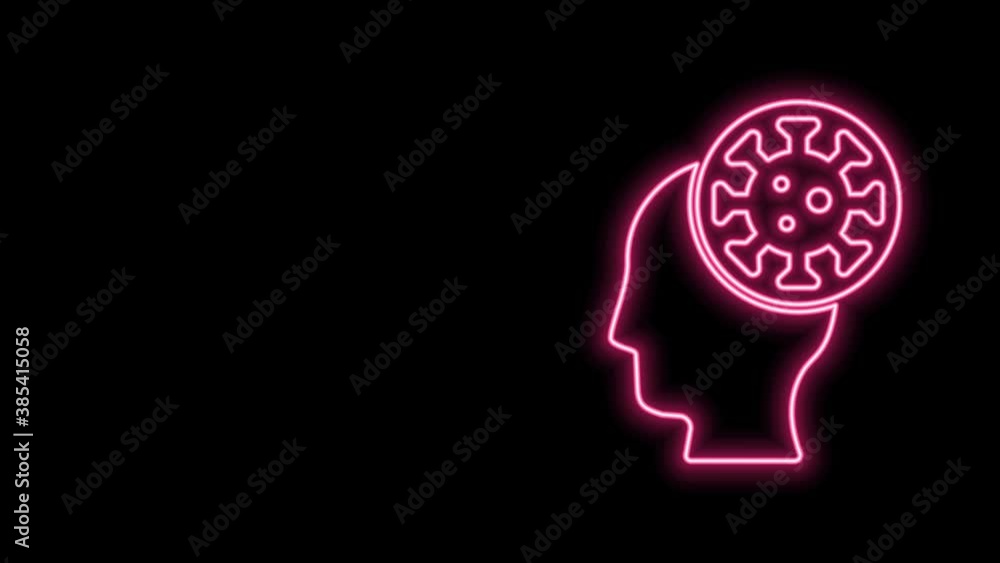 Glowing neon line Human and virus icon isolated on black background. Corona virus 2019-nCoV. Bacteria and germs, cell cancer, microbe, fungi. 4K Video motion graphic animation Glowing neon line Human and virus icon isolated on black background. Corona virus 2019-nCoV. Bacteria and germs, cell cancer, microbe, fungi. 4K Video motion graphic animation