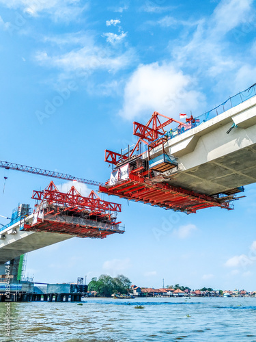 bridge construction with crane