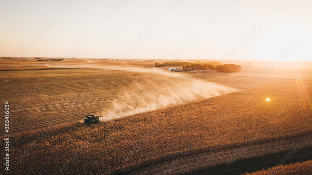 Harvest Sunset from Drone