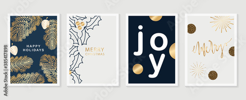 navy blue Happy season greeting and new year vector background with deco element 