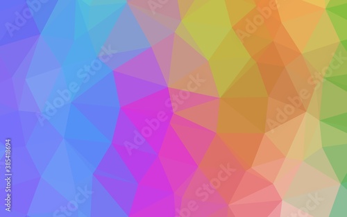 Light Multicolor  Rainbow vector blurry triangle template.