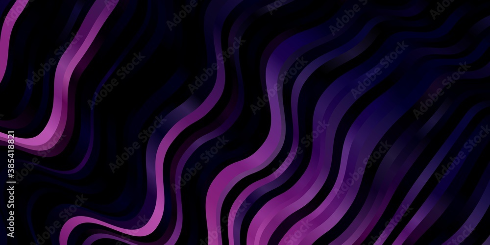 Dark Purple vector background with wry lines. Illustration in halftone style with gradient curves. Design for your business promotion.