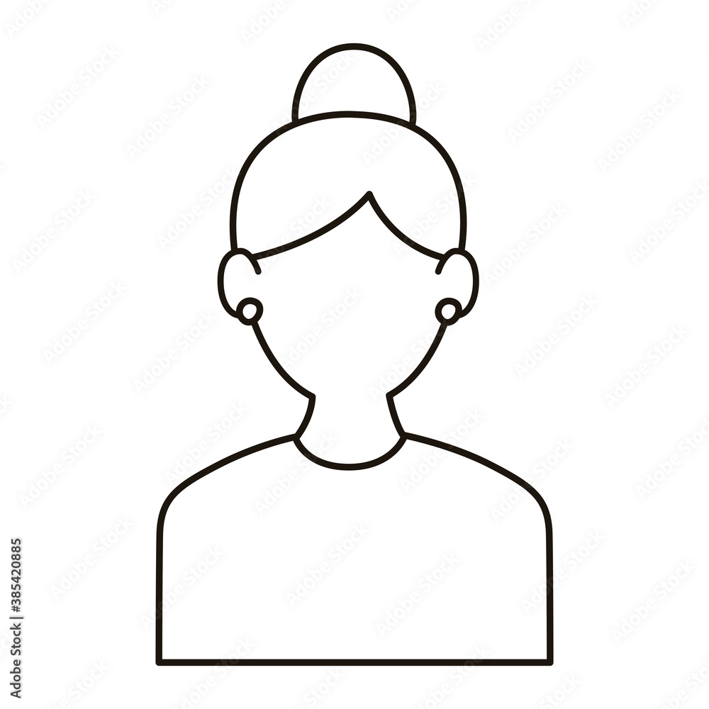 young woman female character icon young woman female character icon