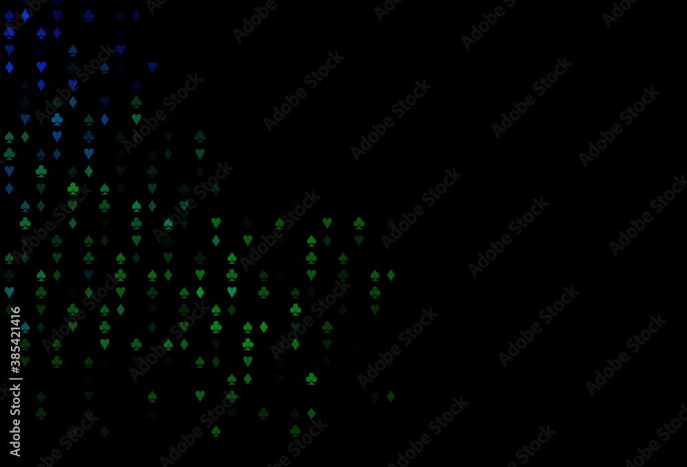 Dark Blue, Green vector pattern with symbol of cards. Dark Blue, Green vector pattern with symbol of cards.
