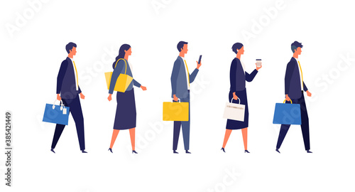 Walking businessman character design in different poses.