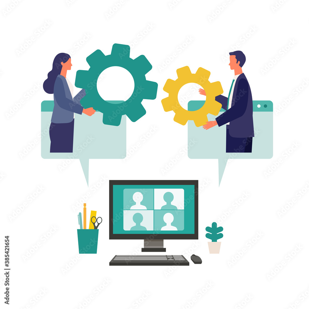 Metaphor of teamwork, strategy, connecting. Flat design vector illustration of business people. Metaphor of teamwork, strategy, connecting. Flat design vector illustration of business people.