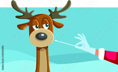 Reindeer Being Swabbed for a Covid-19 Test by Santa Claus