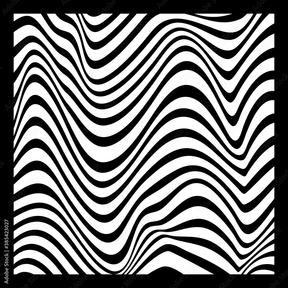 Abstract Geometric Background of Fluid Waves with Fashionable Striped Surface Pattern - Black and White, Vector Swirls Abstract Geometric Background of Fluid Waves with Fashionable Striped Surface Pattern - Black and White, Vector Swirls