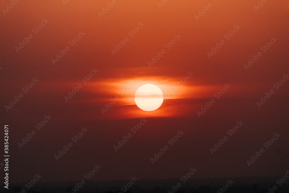 View of the sun during the sunset