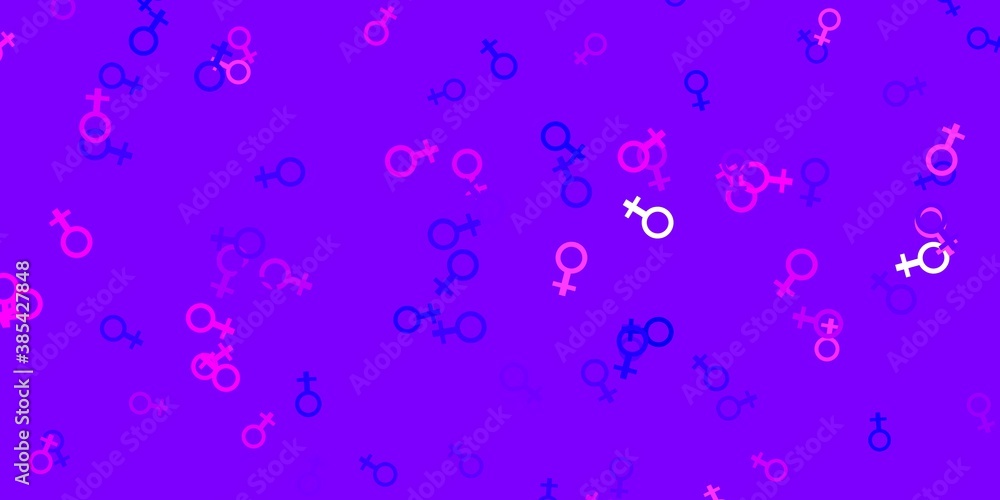 Light Purple, Pink vector texture with women's rights symbols.