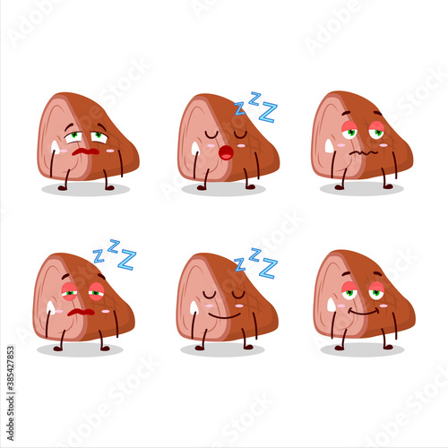 Cartoon character of meat with sleepy expression