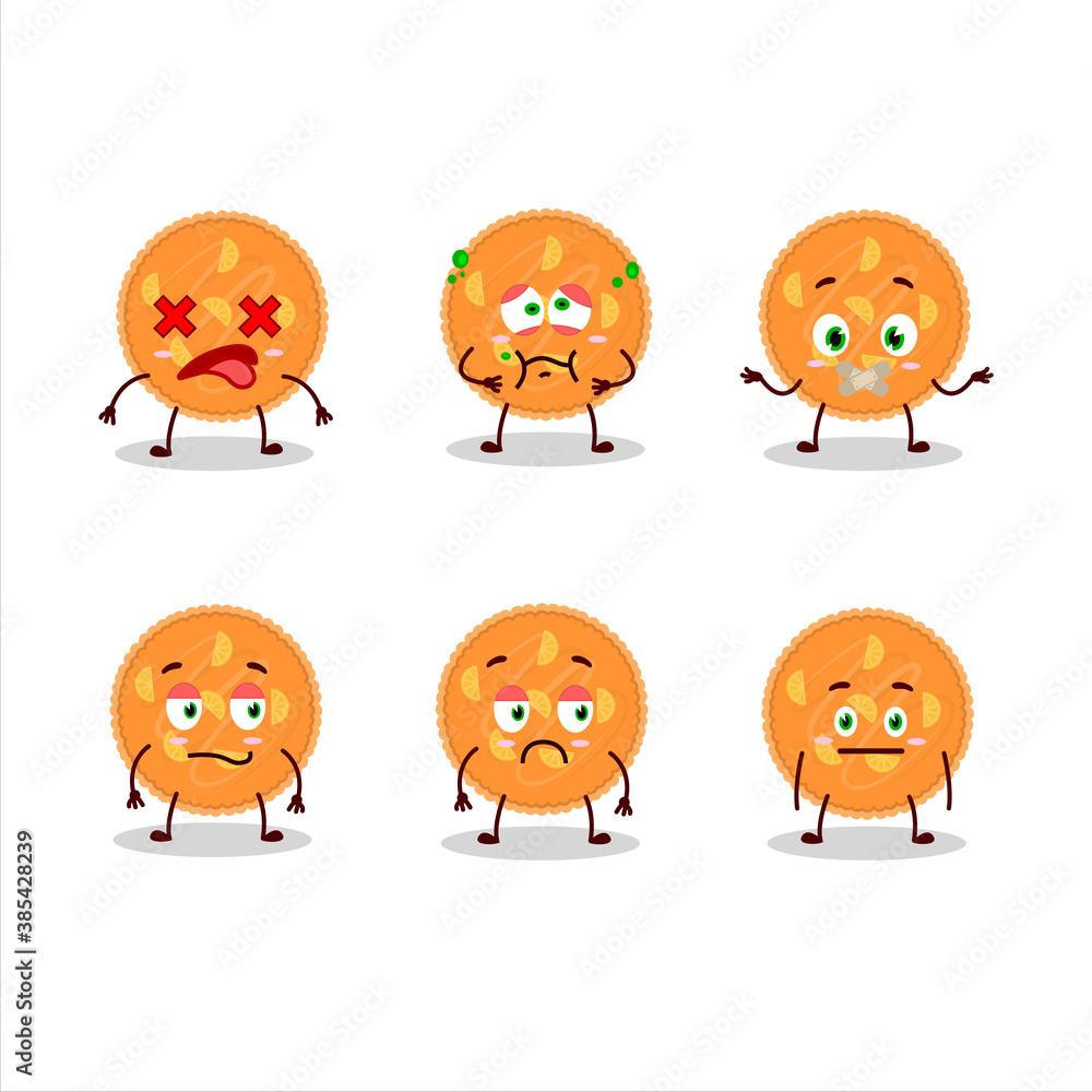Orange pie cartoon character with nope expression Orange pie cartoon character with nope expression
