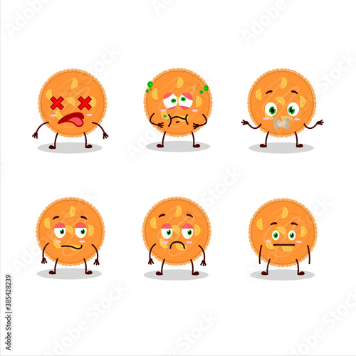 Fototapeta Naklejka Na Ścianę i Meble -  Orange pie cartoon character with nope expression