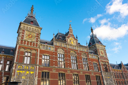 Beautiful Amsterdam Central station in Amsterdam, Netherlands