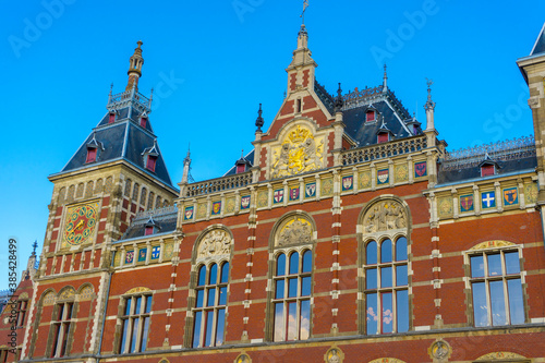 Beautiful Amsterdam Central station in Amsterdam, Netherlands