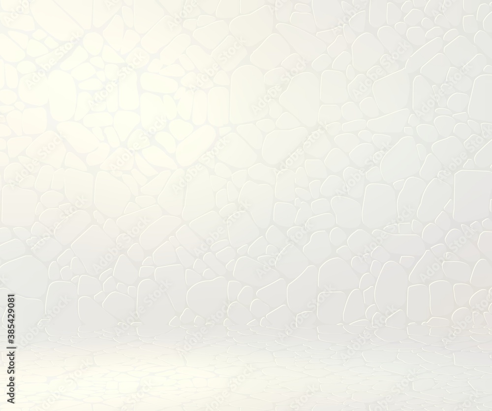 Fototapeta premium White stone room 3d illustration. Subtle material textured wall and floor. Blank empty background.