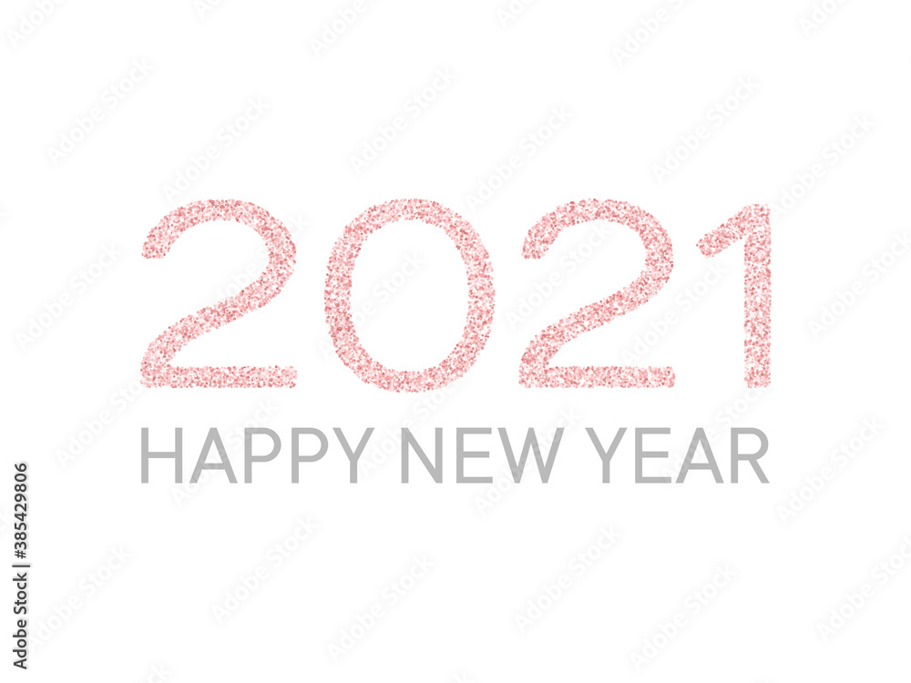 Happy New Year wishes, 2021 of rose gold confetti elements. Luxurious banner. Happy New Year wishes, 2021 of rose gold confetti elements. Luxurious banner.