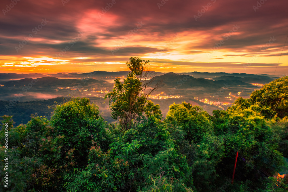 Natural high angle panoramic background With an atmosphere surrounded by mountains and trees, with a blurred wind, cool Natural high angle panoramic background With an atmosphere surrounded by mountains and trees, with a blurred wind, cool