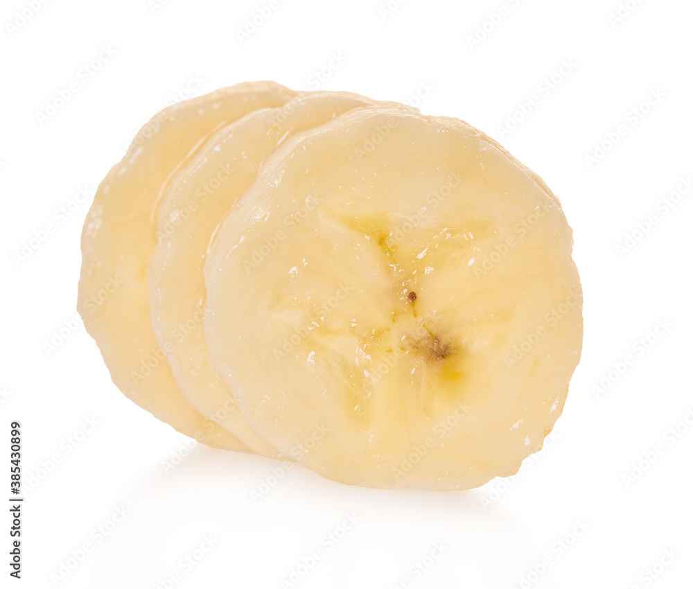 peeled banana slice on a white isolated background peeled banana slice on a white isolated background