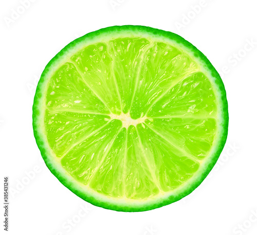 slice lime on a white isolated background